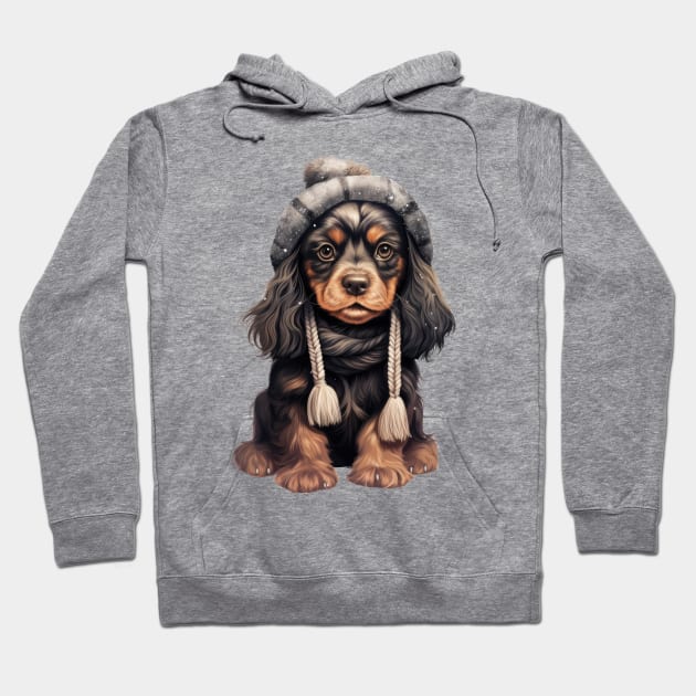 Winter English Cocker Spaniel Dog Hoodie by Chromatic Fusion Studio